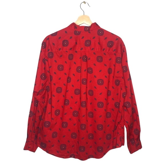 VINTAGE 80s Pendleton Red Western Medallion Paisley Long Sleeve Blouse Shirt L - Picture 7 of 7